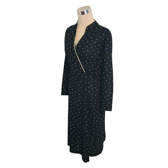 Black and Cream Print Vintage 60's Cross Bust Dress Size 10 - Picture 3 of 9